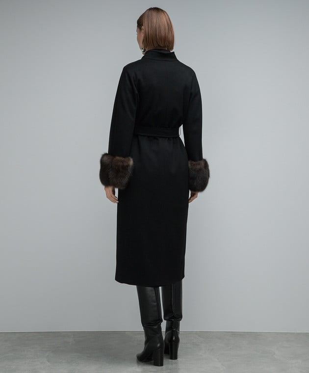 Heresis Black woolen coat with fur M39120G400 image 4