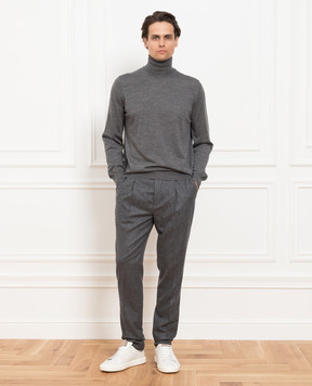 Brunello Cucinelli Темно-серый гольф из шерсти и кашемира M2400103