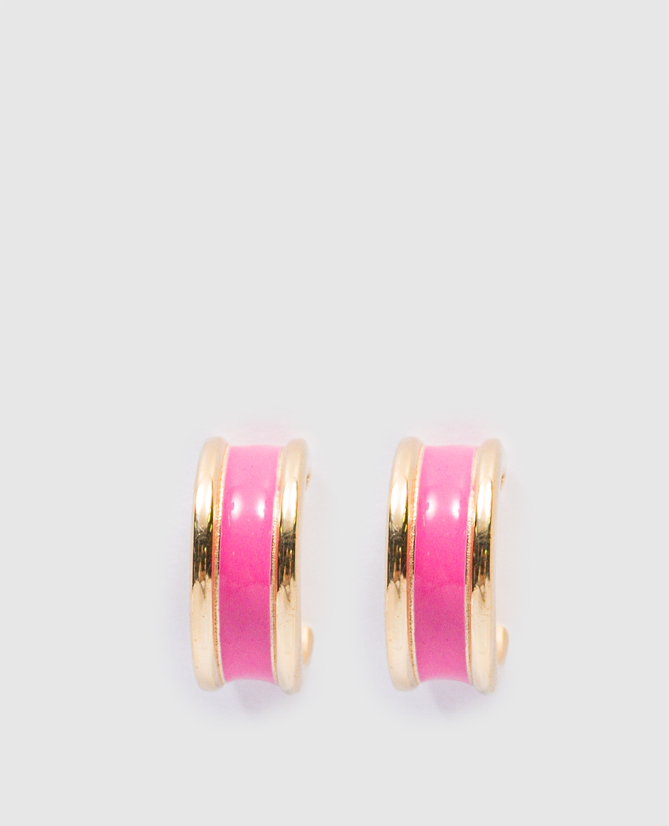 Silver Congo Double Line earrings with pink enamel
