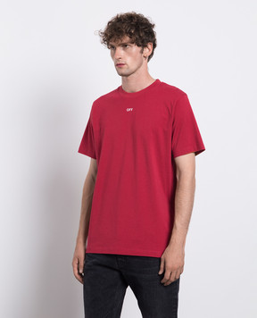 Off-White Бордова футболка з логотипом OMAA027F23JER002