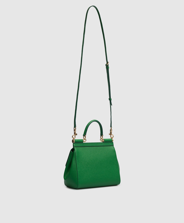 Dolce&Gabbana Зелена шкіряна сумка-сетчел Sicily з логотипом BB6003A1001 зображення 3