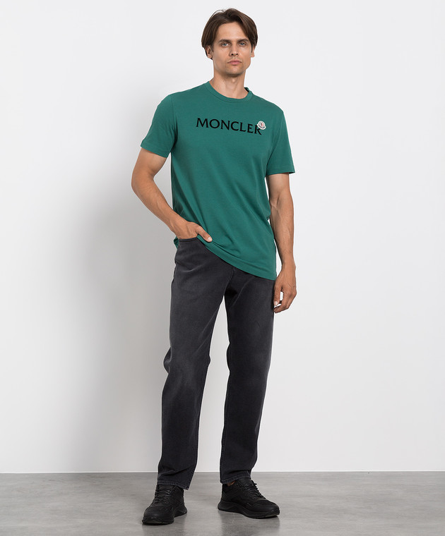 Moncler Зелена футболка з логотипом 8C000258390T зображення 2