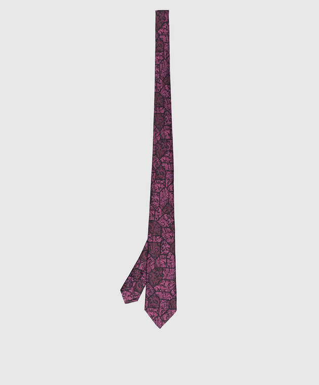 Stefano Ricci Children's burgundy silk patterned tie and pache scarf set YDH25000 image 3