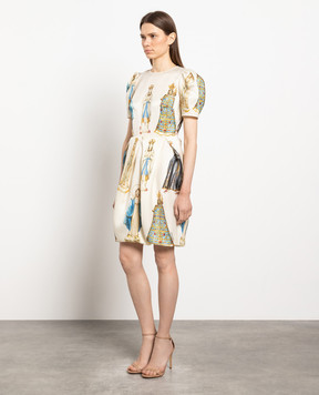 Dolce&Gabbana Бежева сукня із шовку в принт Madonne F6D9LTGDN33