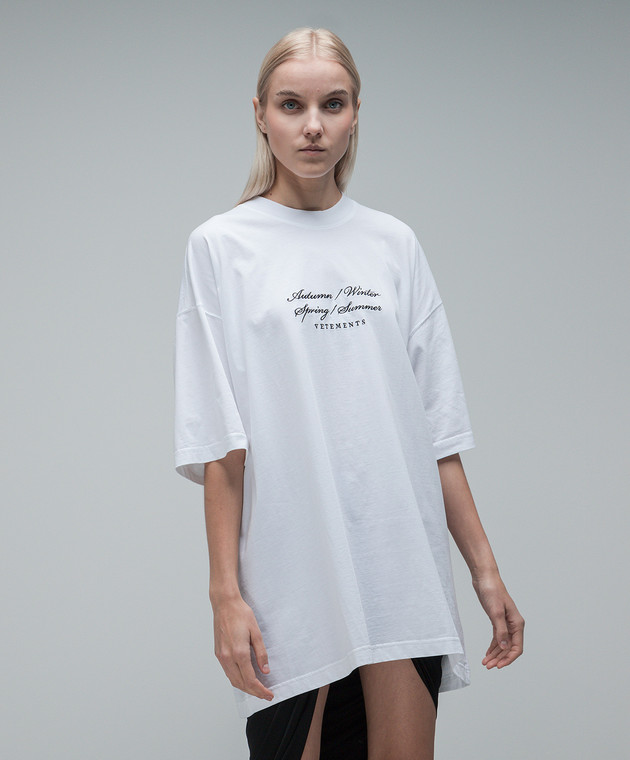 Vetements White T-shirt with contrasting embroidery UE54TR140W image 3