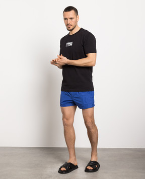 Dolce&Gabbana Сині шорти для плавання з фактурним логотипом DG M4E35TFUSFW