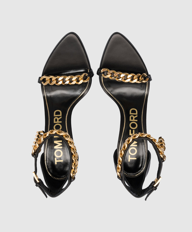 Tom Ford Black leather sandals with a chain W3080TLCL002 image 4