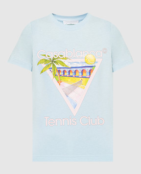 Casablanca Голубая футболка с принтом логотипа Tennis Club WPS24JTS02003
