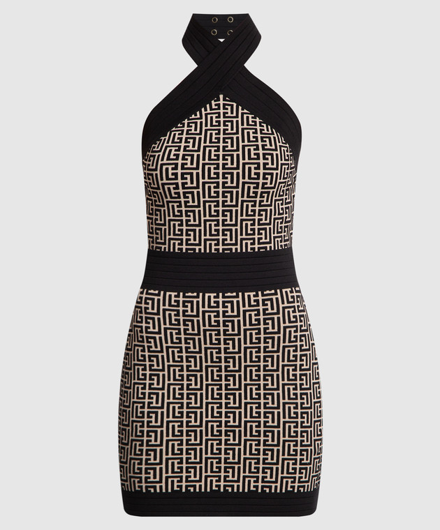 Balmain Mini dress in monogram pattern AF1R4016KB02