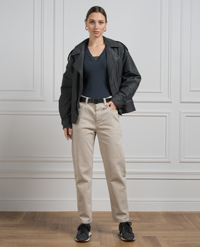 Brunello Cucinelli Синя футболка з ланцюжком моніль з еколатуні M0TC8EL692