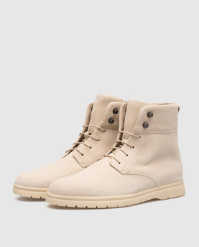 Loro Piana Бежевые замшевые ботинки Nives Walk на меху FAM5324