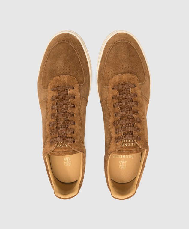 Brunello Cucinelli Коричневі замшеві кеди MZUSILN272 зображення 4