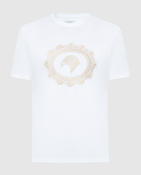 Stefano Ricci Белая футболка с вышивкой логотип логотип MNH4103130803