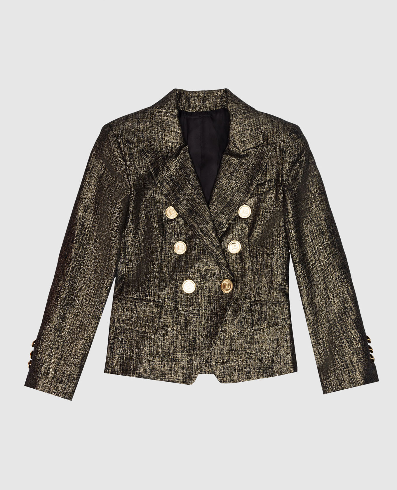 Children's black double-breasted jacket with lurex