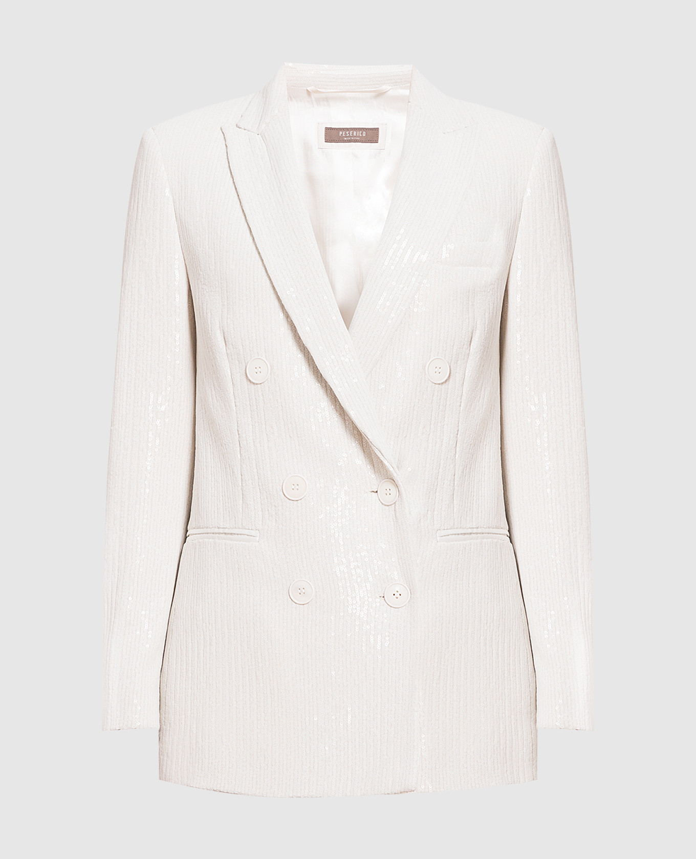 White double-breasted jacket with sequins