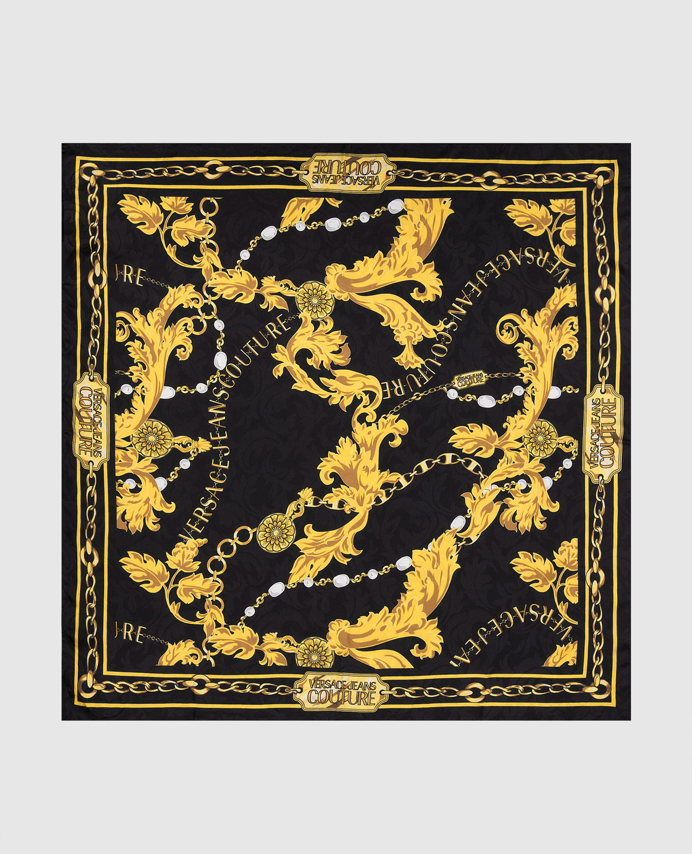 

Черный платок из шелка в бревенчатый узор Chain Couture Necklace, Платки