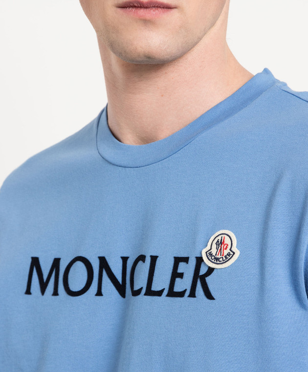 Moncler Голубая футболка с логотипом 8C000648390T изображение 5