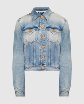 Balmain Голубая джинсовая куртка с эффектом потертости CF1TC130DE04