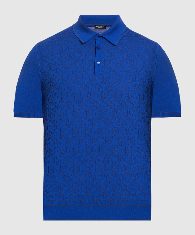 Stefano Ricci Blue polo in a woven pattern K818059P13F23286