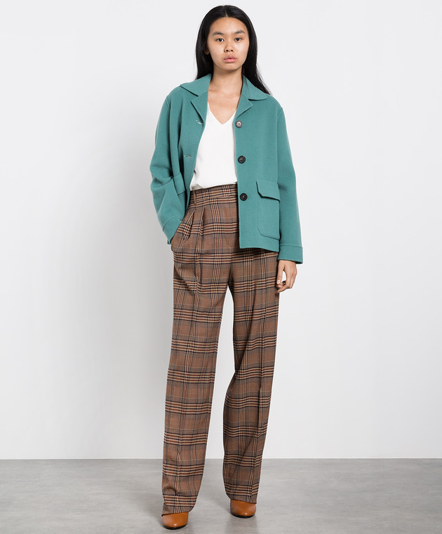 Max Mara Коричневые брюки Cabarra из шерсти в клетку GABARRA изображение 2