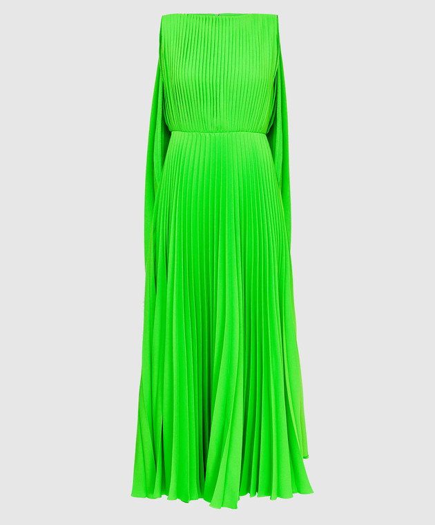 green emerald velvet dress Vintage 2005 Valentino Runway Chartreuse Silk Draped-Pearls Reverse Halter  Glamour Gown main image 1