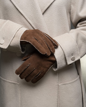 Sermoneta Gloves Коричневые замшевые перчатки на меху. N99