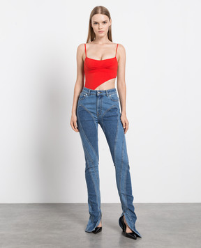 Thierry Mugler Красное боди с фигурными вырезами 22S2BO01761097