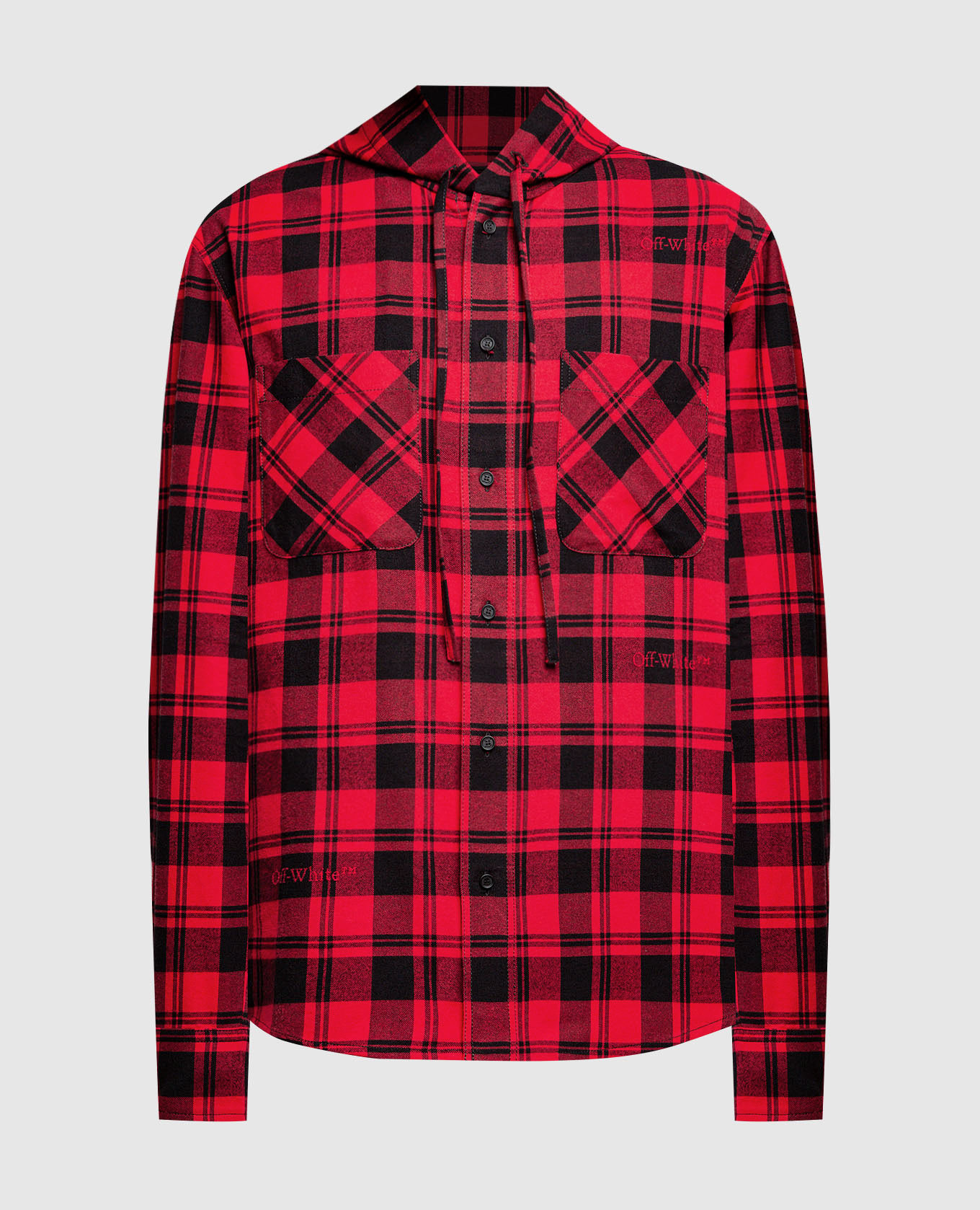 Red checkered shirt with logo embroidery