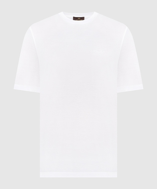 Enrico Mandelli White t-shirt with logo embroidery OLIMPI5148