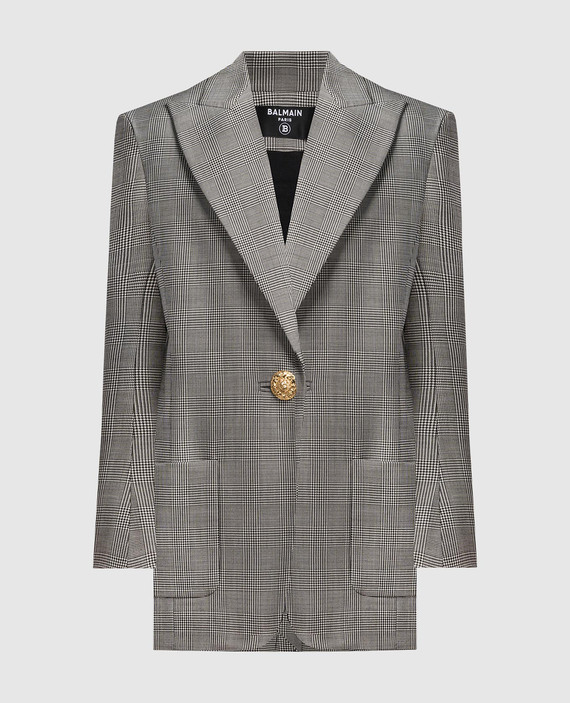 Gray checked woolen jacket