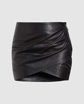 Off-White Черная кожаная юбка мини OWJC016F22LEA001