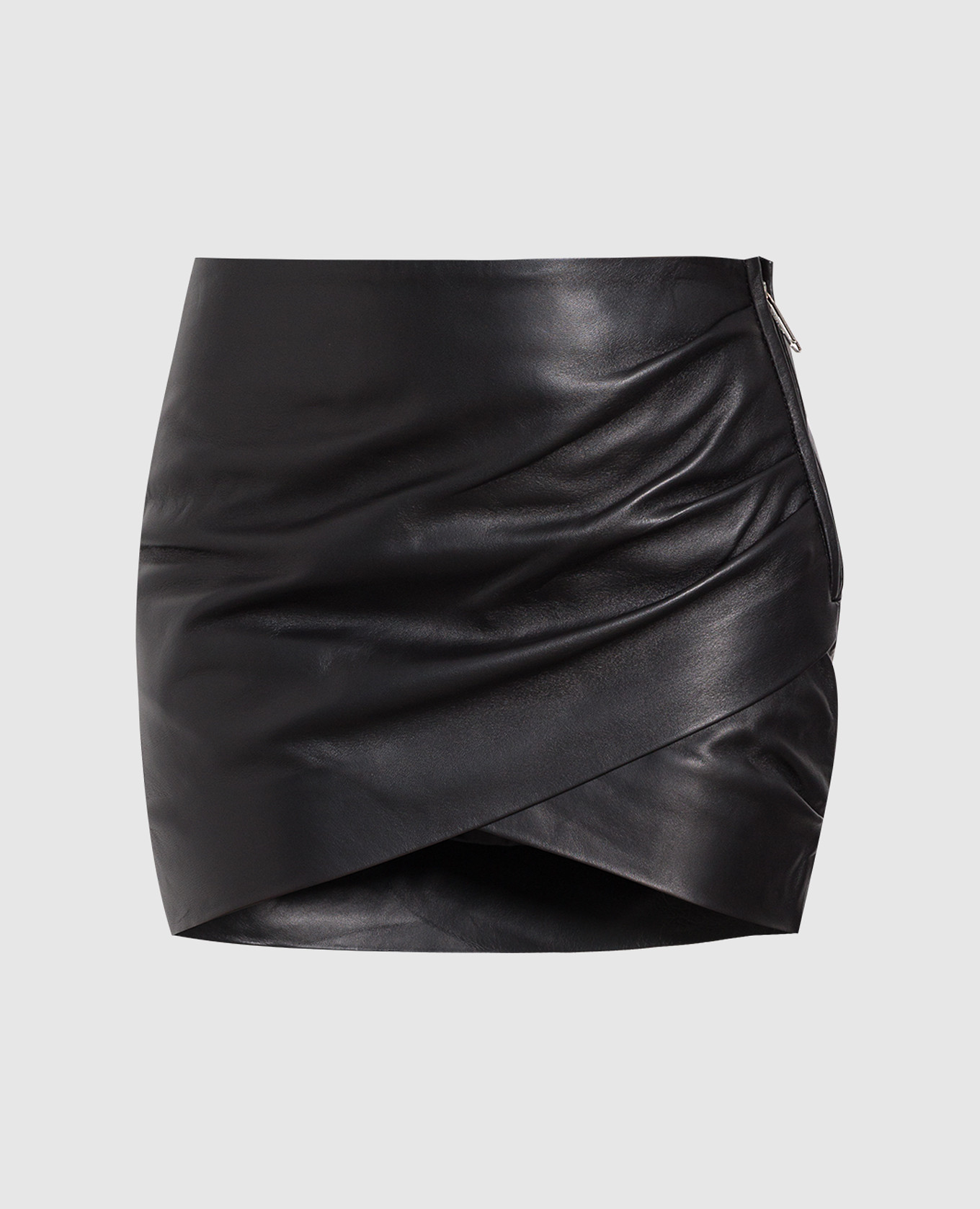Черная кожаная юбка мини