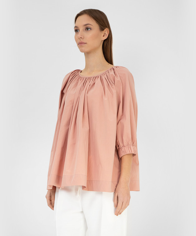 CO Рожева блуза з драпіруванням 1243SCNS зображення 3