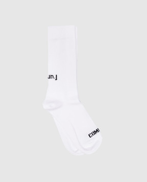 Juun.j Білі шкарпетки з контрастним візерунком логотипа JW37KTW02
