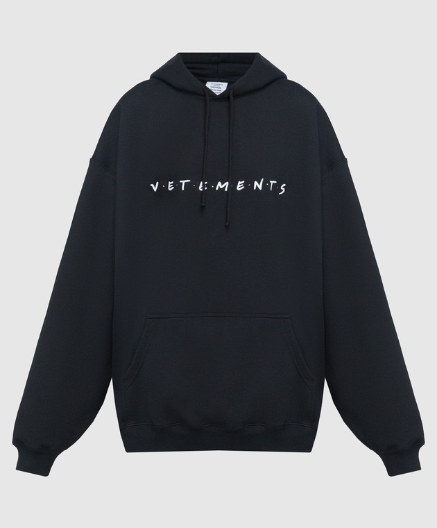 Vetements Black hoodie with logo embroidery UE54HD400B