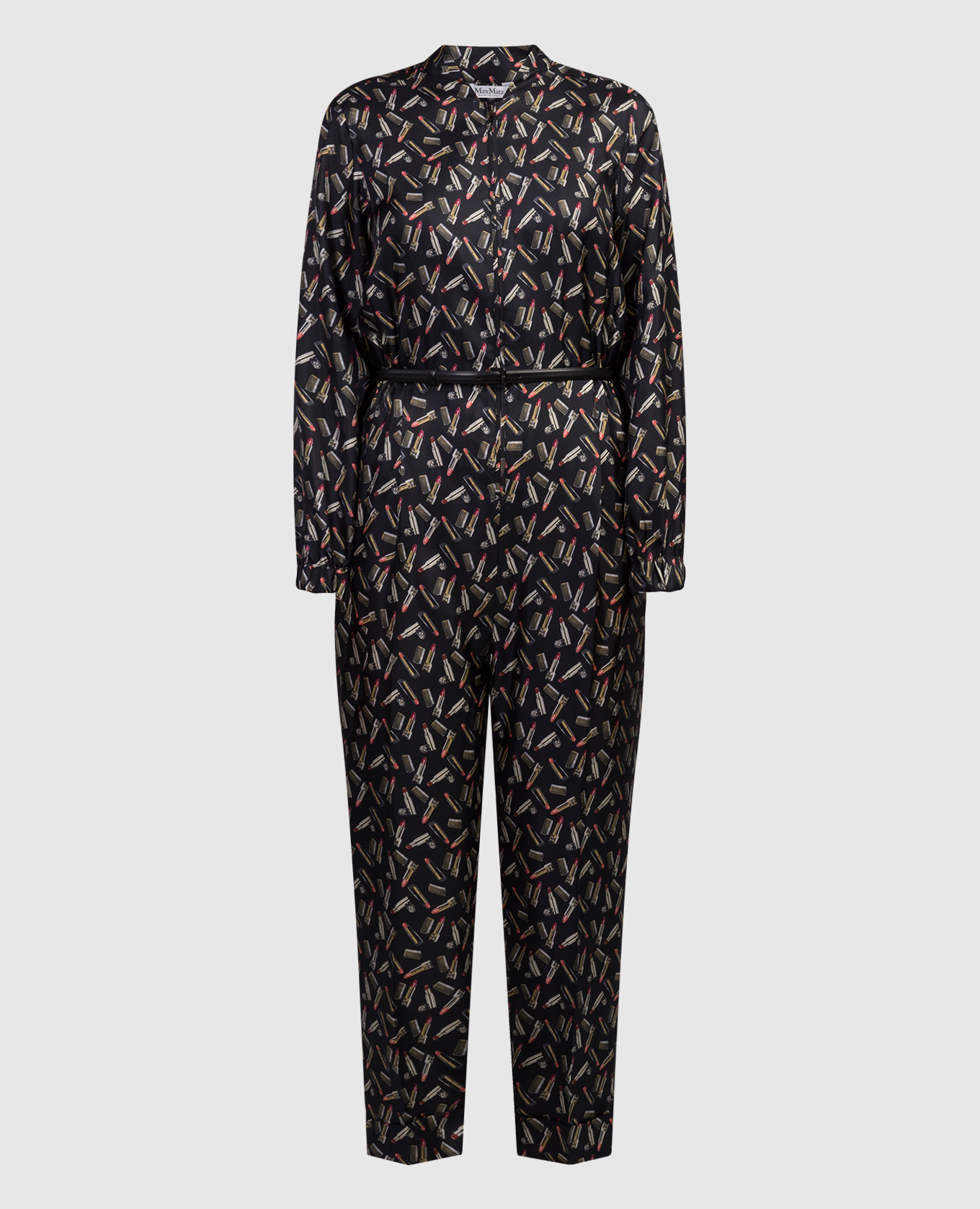 

Синий комбинезон Mara из шелка в принт., Комбинезоны