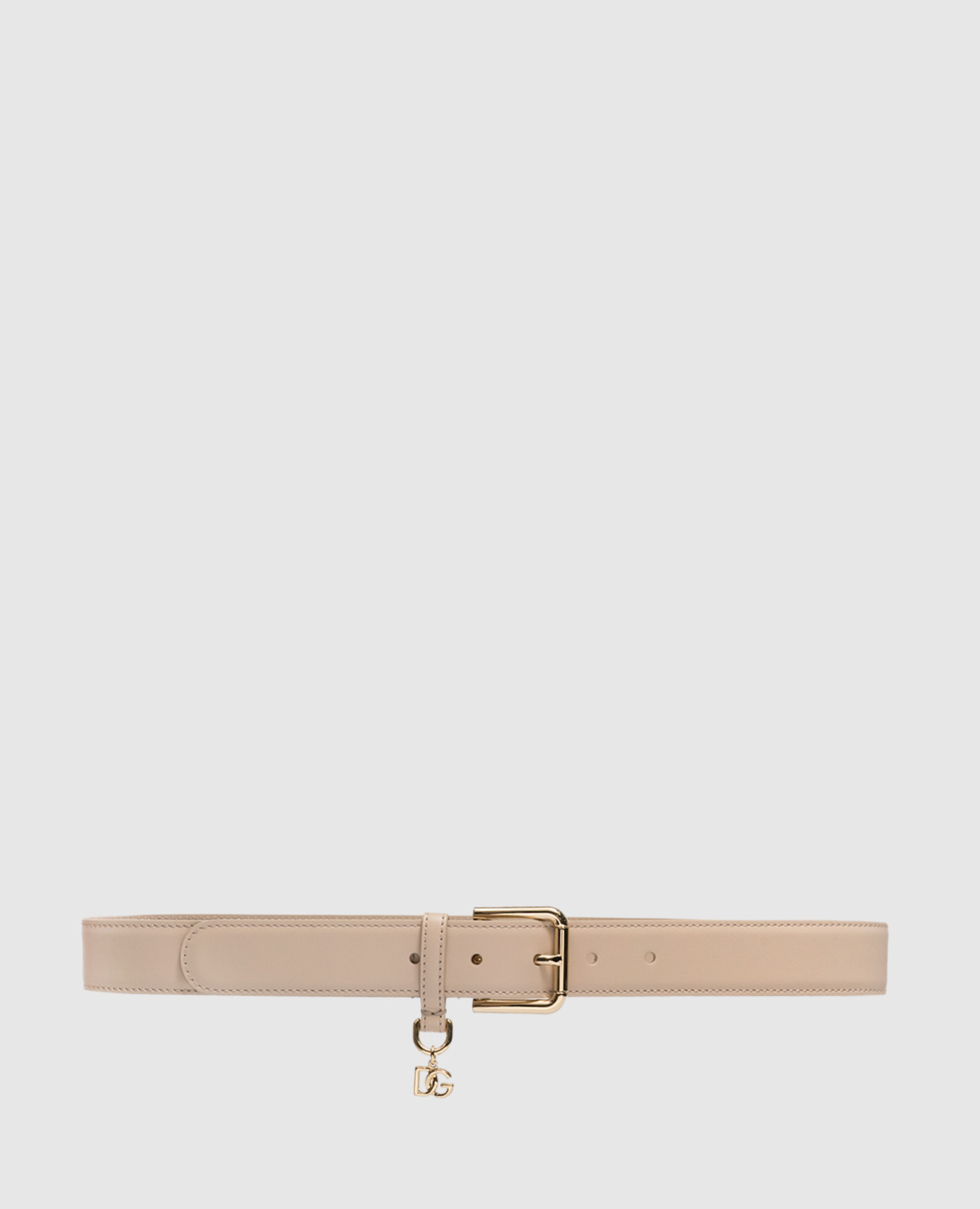 Beige leather belt with logo