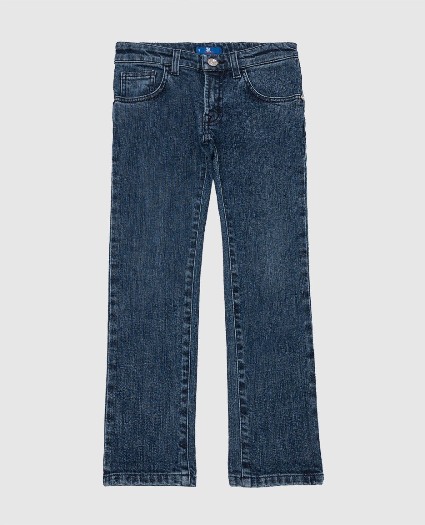 Children's blue jeans with logo embroidery
