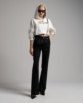 Dolce&Gabbana Белые укороченные худи с цветочным принтом логотипа F9R58ZGDCBG