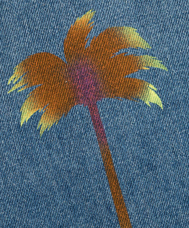 Palm Angels Kids Rainbow PA Med Wash Blue Denim Jacket PBYE001S23DEN001 image 3
