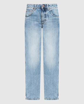 Brunello Cucinelli Блакитні джинси з ефектом потертості MP095P5847