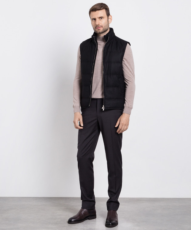 Enrico Mandelli Black down vest made of wool and cashmere A7T7723821 image 2