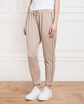 Brunello Cucinelli Бежевые брюки с цепочкой мониль MD828SM679