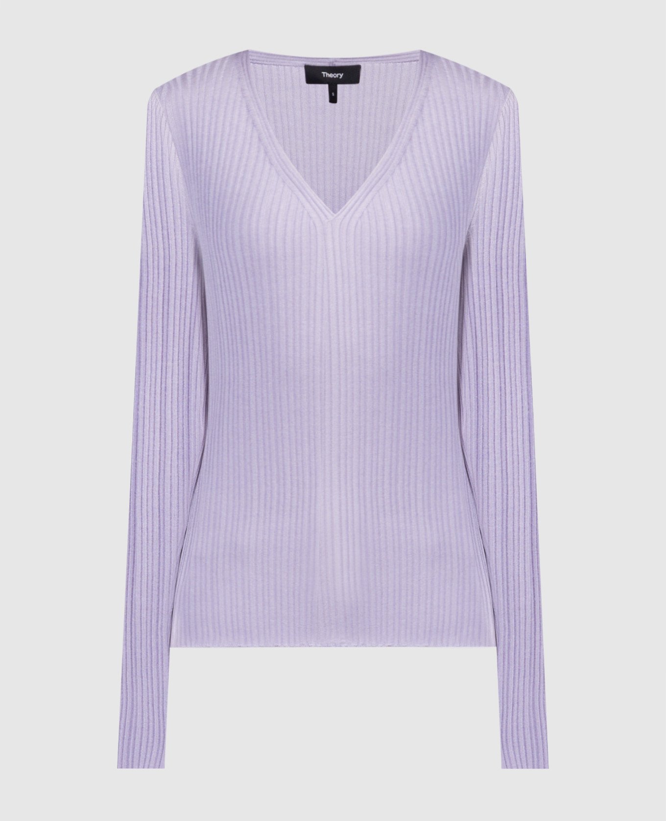 Фиолетовый пуловер в рубчик