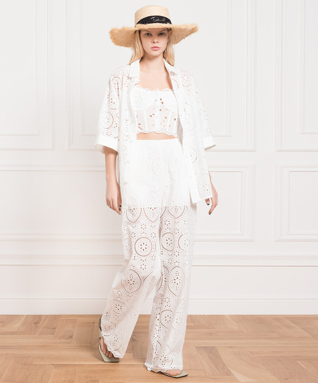 Charo Ruiz Brigid white trousers with broderie embroidery 233504 изображение 2