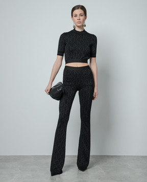 Palm Angels Чорний топ в логотип з люрексом PWHT010R24KNI001