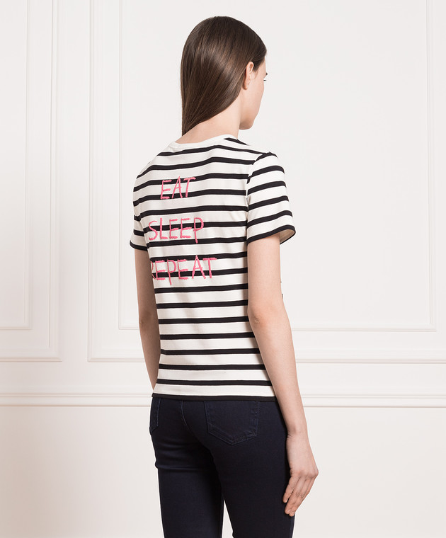 Max & Co TAMAEAT white striped t-shirt with Tamagotchi embroidery TAMAEAT изображение 4