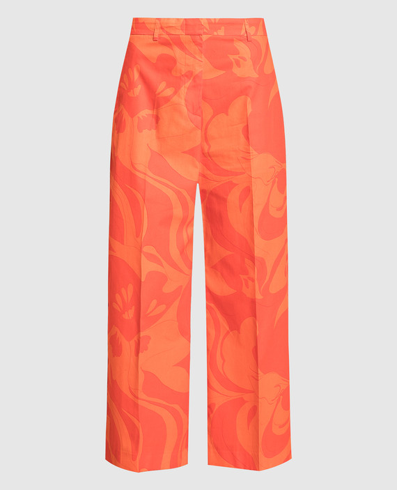 Orange pants in an abstract print