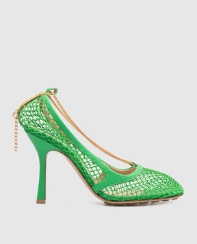 Bottega Veneta Зелені комбіновані туфлі з ланцюжком 578321VBPS1