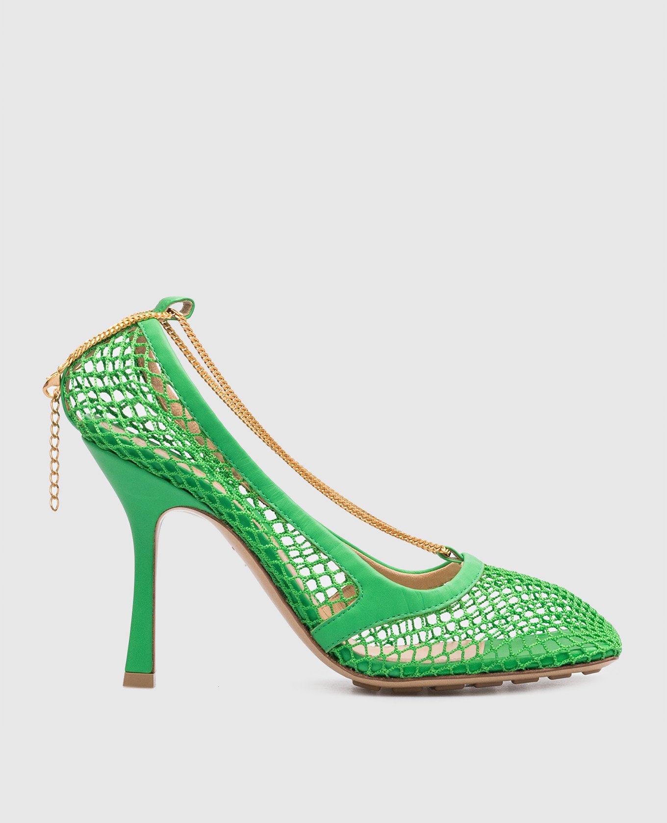 Зеленые комбинированные туфли с цепочкой